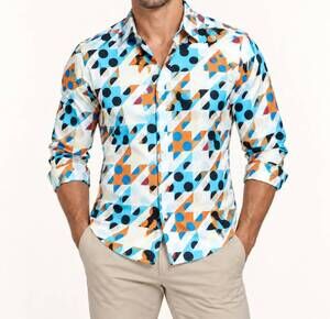 NEW EIGHT X short sleeve button up shirt in summer round multi color